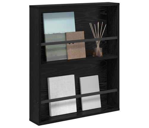 Žurnālu Statīvs Ar Plauktu Melns Ozolkoks 60 X 12 X 70 Cm Vidaxl