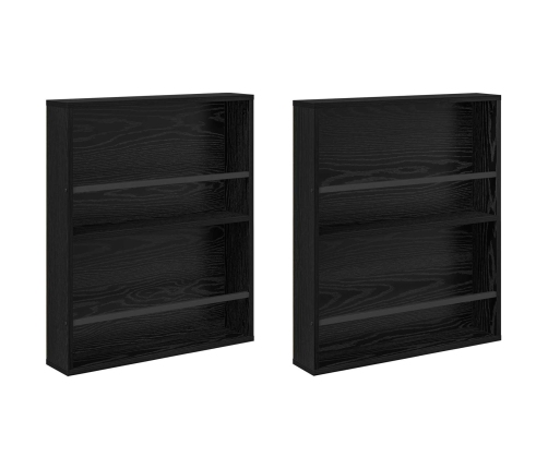 Žurnālu Statīvs Ar Plauktu 2 Pcs Melns Ozolkoks 60 X 12 X 70 Cm Vidaxl