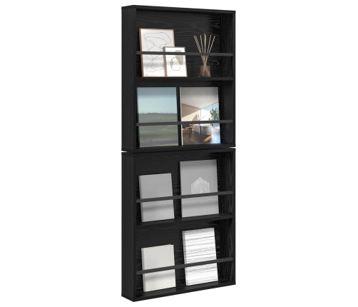 Žurnālu Statīvs Ar Plauktu 2 Pcs Melns Ozolkoks 60 X 12 X 70 Cm Vidaxl