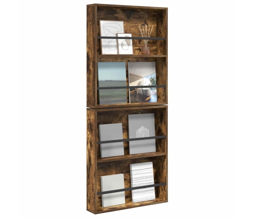 Žurnālu Statīvs Ar Plauktu 2 Pcs Dūmaka Ozols 60 X 12 X 70 Cm Vidaxl