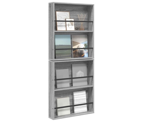 Žurnālu Statīvs Ar Plauktu 2 Pcs Pelēks Sonoma 60 X 12 X 70 Cm Vidaxl