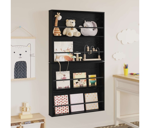 Žurnālu Statīvs Ar Plauktu 2 Pcs Melns Ozolkoks 80 X 12 X 70 Cm Vidaxl