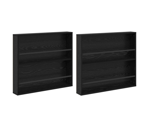 Žurnālu Statīvs Ar Plauktu 2 Pcs Melns Ozolkoks 80 X 12 X 70 Cm Vidaxl