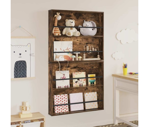 Žurnālu Statīvs Ar Plauktu 2 Pcs Dūmaka Ozols 80 X 12 X 70 Cm Vidaxl