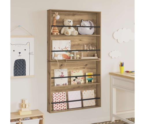 Žurnālu Statīvs Ar Plauktu 2 Pcs Artisānā Ozols 80 X 12 X 70 Cm Vidaxl