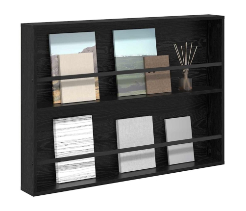 Žurnālu Statīvs Ar Plauktu Melns Ozolkoks 100 X 12 X 70 Cm Vidaxl