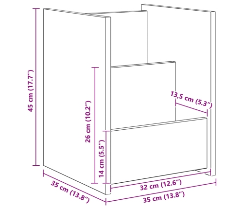 Žurnālu Statīvs Vecs Koks 35 X 35 X 45 Cm Inženierijas Koks Vidaxl