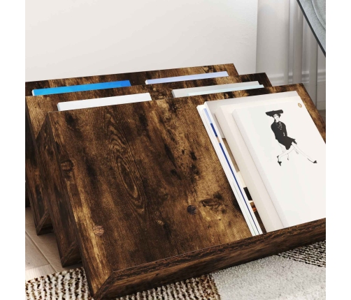 Žurnālu Statīvs Ar Plauktu Dūmaka Ozols 65 X 53 X 28,5 Cm Vidaxl