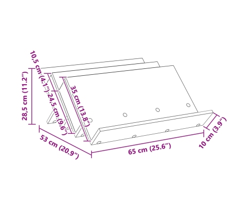 Žurnālu Statīvs Vecs Koks 65 X 53 X 28,5 Cm Inženierijas Koks Vidaxl