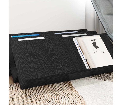 Žurnālu Statīvs Ar Plauktu Melns Ozolkoks 90 X 53 X 28,5 Cm Vidaxl