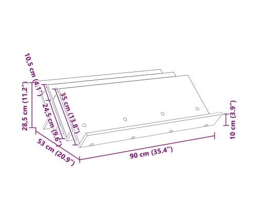 Žurnālu Statīvs Ar Plauktu Betona Pelēks 90 X 53 X 28,5 Cm Vidaxl