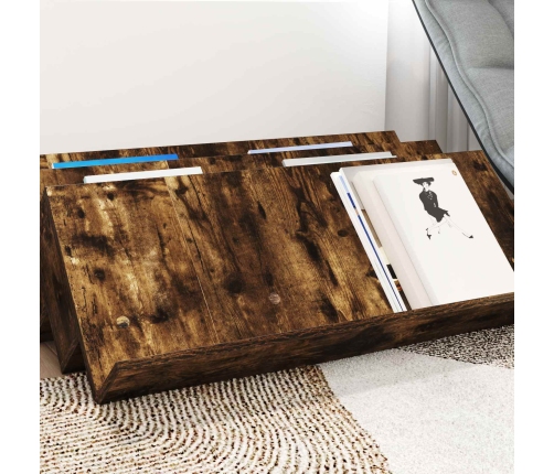 Žurnālu Statīvs Ar Plauktu Dūmaka Ozols 90 X 53 X 28,5 Cm Vidaxl