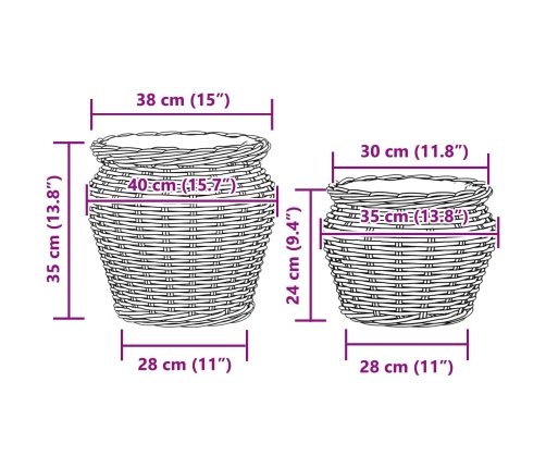 Ziedu Grozs Ar Uzglabāšanu 2 Pcs Brūna Lacak Krūmos Vidaxl