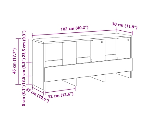 Žurnālu Statīvs Vecs Koks 102 X 30 X 45 Cm Vidaxl
