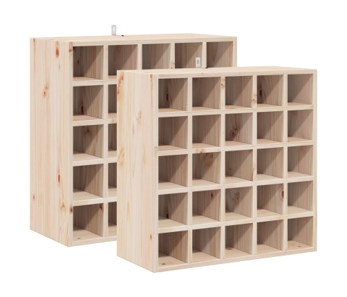Vīna Plaukts 2 Pcs Dabiska 56 X 25 X 56 Cm Ciets Priedes Koks Vidaxl