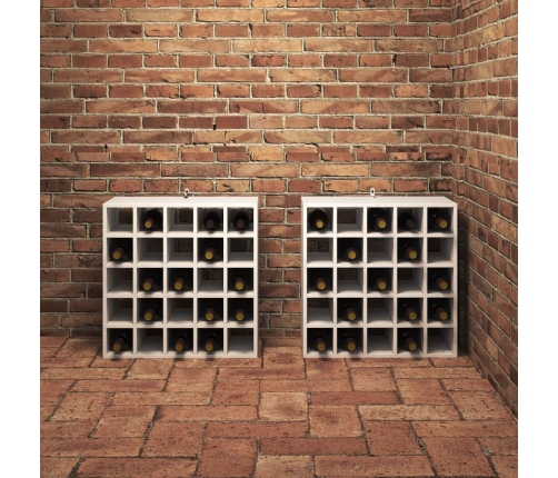 Vīna Plaukts 2 Pcs Balts 56 X 25 X 56 Cm Ciets Priedes Koks Vidaxl