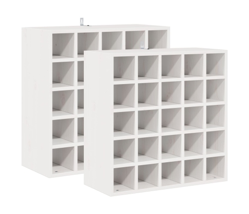 Vīna Plaukts 2 Pcs Balts 56 X 25 X 56 Cm Ciets Priedes Koks Vidaxl