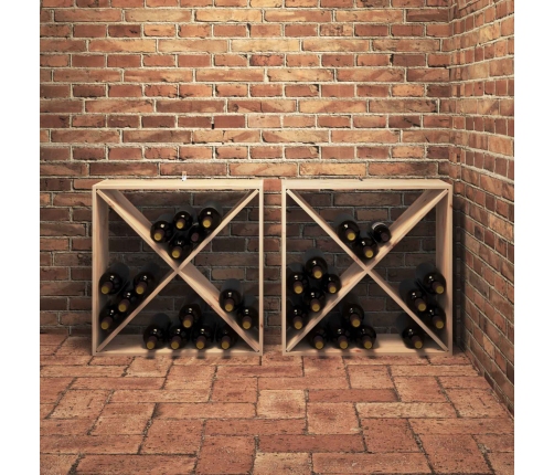 Vīna Plaukts 2 Pcs Dabiska 62 X 25 X 62 Cm Ciets Priedes Koks Vidaxl