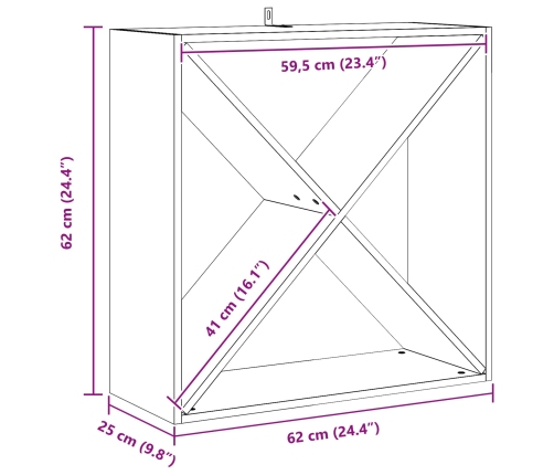 Vīna Plaukts 2 Pcs Dabiska 62 X 25 X 62 Cm Ciets Priedes Koks Vidaxl