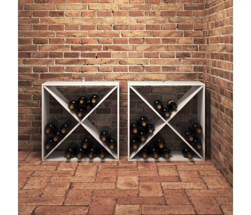 Vīna Plaukts 2 Pcs Balts 62 X 25 X 62 Cm Ciets Priedes Koks Vidaxl