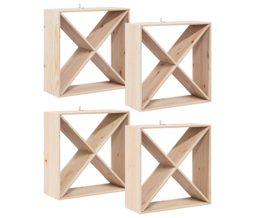 Vīna Plaukts 4 Pcs Dabiska 62 X 25 X 62 Cm Ciets Priedes Koks Vidaxl