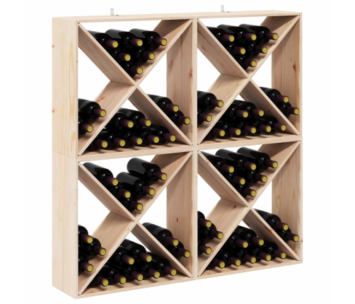 Vīna Plaukts 4 Pcs Dabiska 62 X 25 X 62 Cm Ciets Priedes Koks Vidaxl