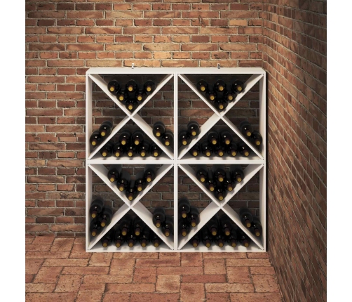 Vīna Plaukts 4 Pcs Balts 62 X 25 X 62 Cm Ciets Priedes Koks Vidaxl