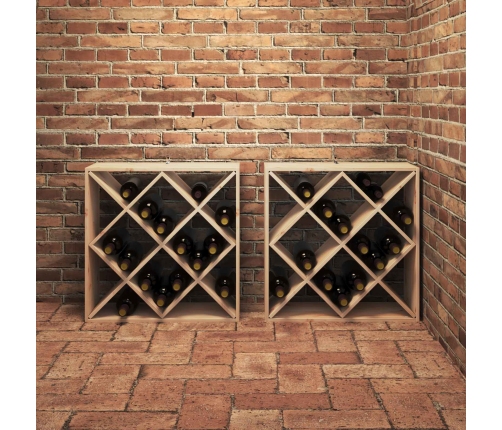 Vīna Plaukts 2 Pcs Dabiska 62 X 25 X 62 Cm Ciets Priedes Koks Vidaxl