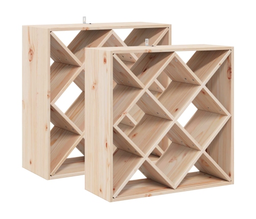 Vīna Plaukts 2 Pcs Dabiska 62 X 25 X 62 Cm Ciets Priedes Koks Vidaxl