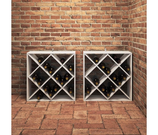 Vīna Plaukts 2 Pcs Balts 62 X 25 X 62 Cm Ciets Priedes Koks Vidaxl