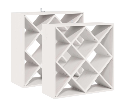 Vīna Plaukts 2 Pcs Balts 62 X 25 X 62 Cm Ciets Priedes Koks Vidaxl