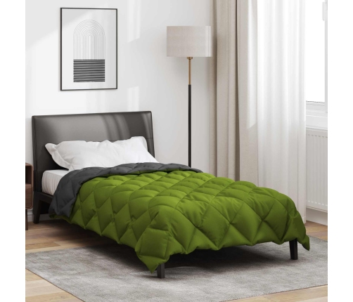Ziemas Gultas Sega Zaļš Un Antracīts 220 X 135 Cm Mikrošķiedra Vidaxl