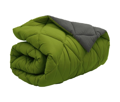 Ziemas Gultas Sega Zaļš Un Antracīts 220 X 140 Cm Mikrošķiedra Vidaxl