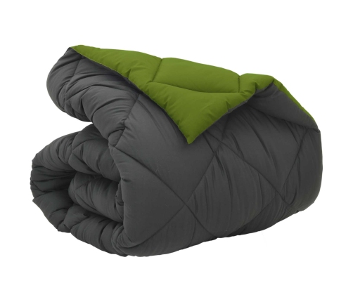 Ziemas Gultas Sega Zaļš Un Antracīts 220 X 140 Cm Mikrošķiedra Vidaxl