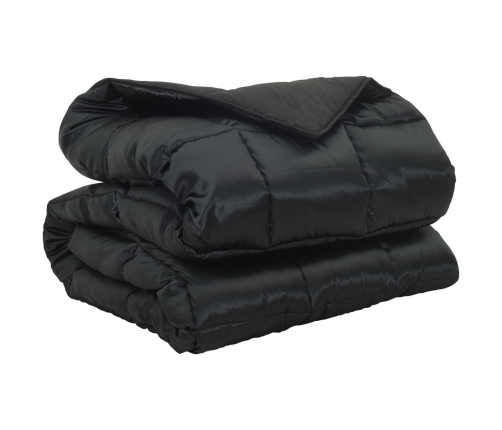 Ziemas Gultas Sega Melna 200 X 200 Cm Satīns Un Mikrošķiedra Vidaxl