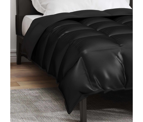 Ziemas Gultas Sega Melna 220 X 140 Cm Satīns Un Mikrošķiedra Vidaxl