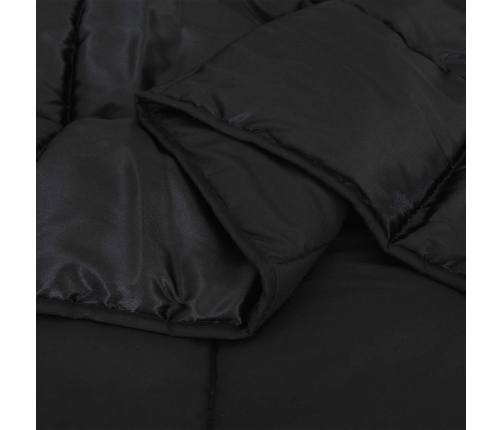 Ziemas Gultas Sega Melna 220 X 155 Cm Satīns Un Mikrošķiedra Vidaxl