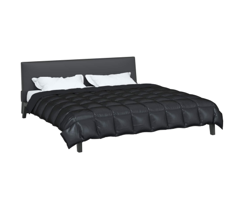 Ziemas Gultas Sega Melna 220 X 200 Cm Satīns Un Mikrošķiedra Vidaxl