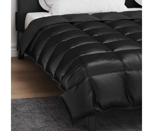 Ziemas Gultas Sega Melna 220 X 260 Cm Satīns Un Mikrošķiedra Vidaxl