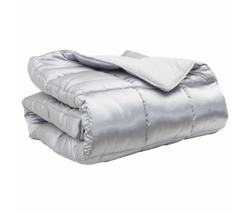 Ziemas Gultas Sega Sudraba 200 X 155 Cm Satīns Un Mikrošķiedra Vidaxl