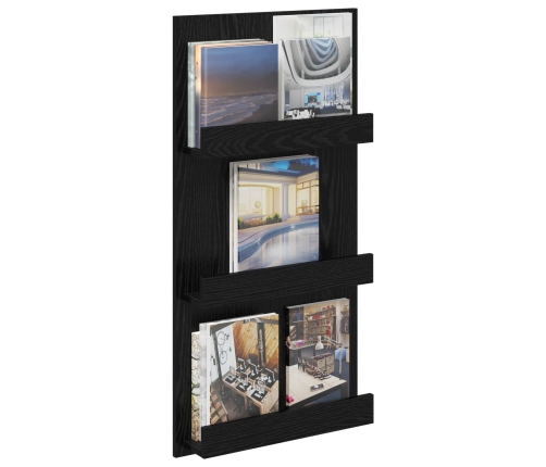 Žurnālu Statīvs Ar Plauktu Melns Ozolkoks 51 X 11 X 102 Cm Vidaxl