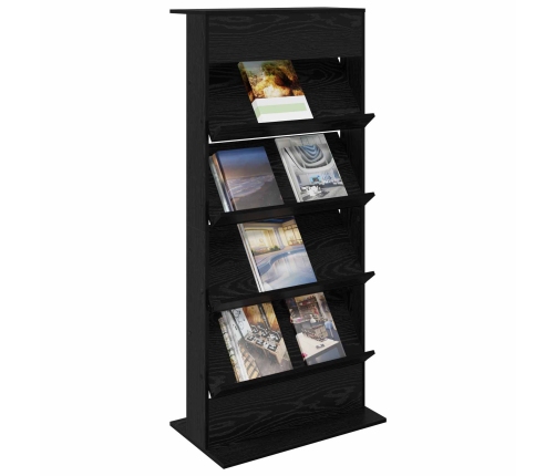 Žurnālu Statīvs Ar Plauktu Melns Ozolkoks 70 X 41 X 156 Cm Vidaxl