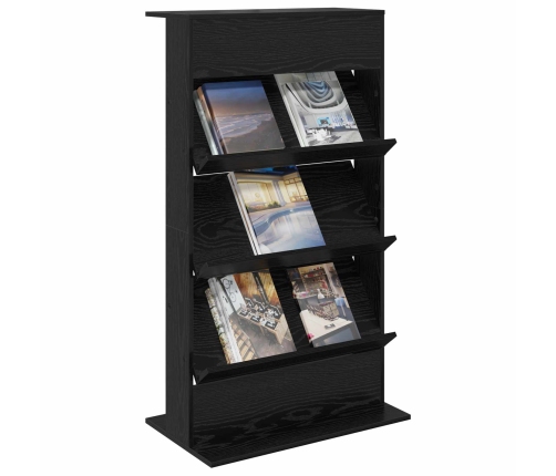 Žurnālu Statīvs Ar Plauktu Melns Ozolkoks 70 X 41 X 126 Cm Vidaxl