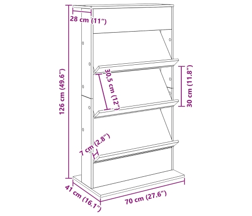 Žurnālu Statīvs Vecs Koks 70 X 41 X 126 Cm Inženierijas Koks Vidaxl