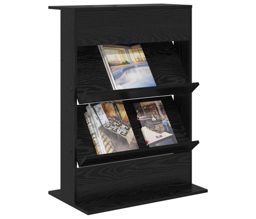 Žurnālu Statīvs Ar Plauktu Melns Ozolkoks 70 X 41 X 96 Cm Vidaxl