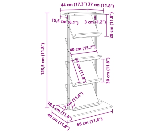 Žurnālu Statīvs Vecs Koks 68 X 40 X 123.5 Cm Inženierijas Koks Vidaxl