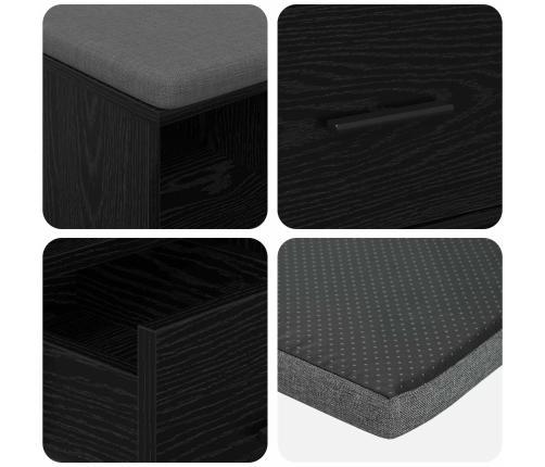 Zāles Sols Ar Spilvenu Melns Ozolkoks 60 X 38 X 46 Cm Vidaxl