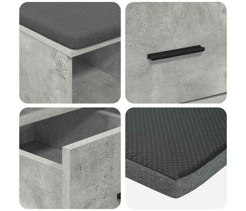 Zāles Sols Ar Spilvenu Betona Pelēks 60 X 38 X 46 Cm Vidaxl