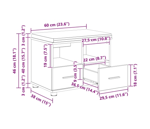Zāles Sols Ar Spilvenu Pelēks Sonoma 60 X 38 X 46 Cm Vidaxl