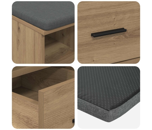 Zāles Sols Ar Spilvenu Artisānā Ozols 60 X 38 X 46 Cm Vidaxl